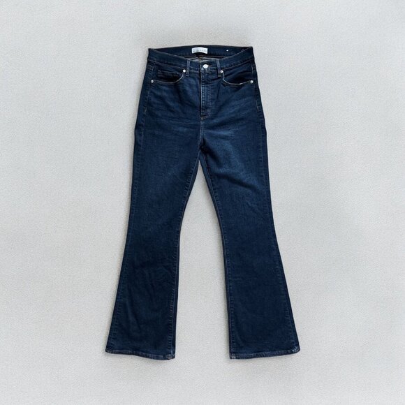 LOFT Womens The Slim Flare Jeans 28 High Rise Dark Wash Classy Boho Festival - Picture 1 of 9